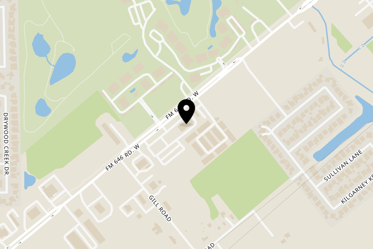 Map showing the location of King’s BierHaus on 828 FM 646 Rd in Dickinson